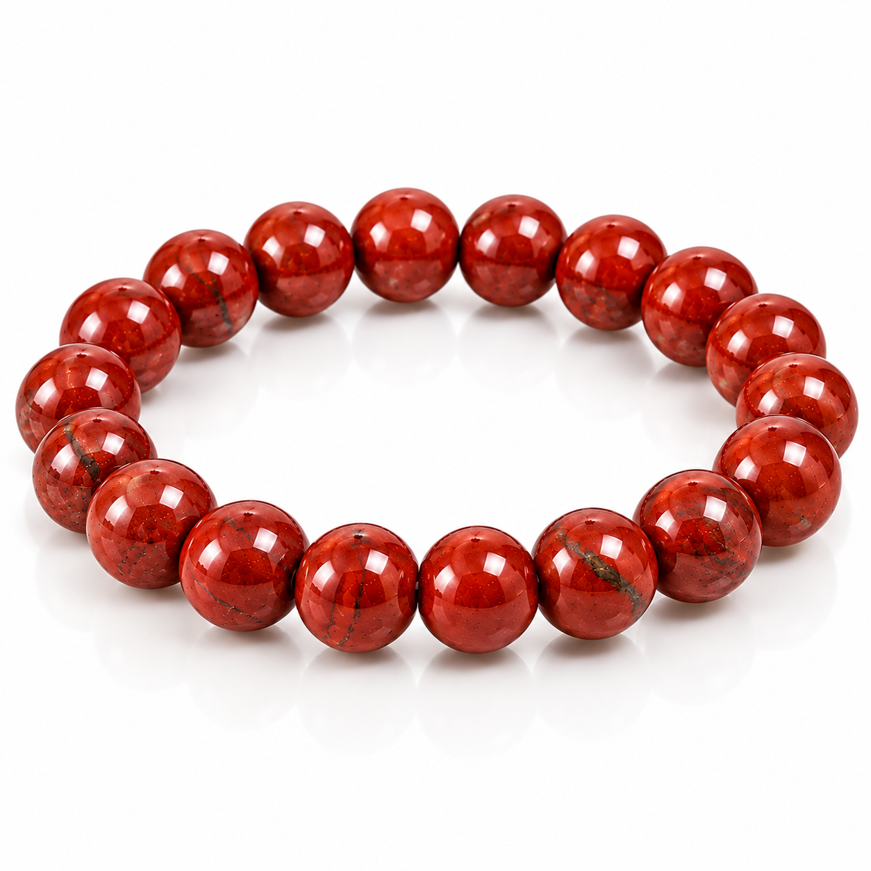 NATURAL RED JASPER BEADS BRACELET.