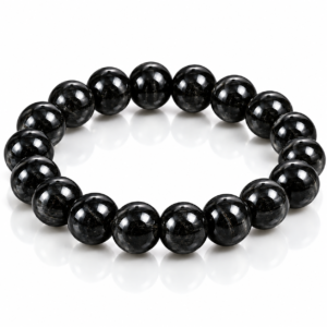 NATURAL BLACK TOURMALINE BEADS BRACELET.