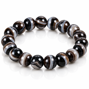 NATURAL BANDED AGATE ( SULEMANI ) BEADS BRACELET.